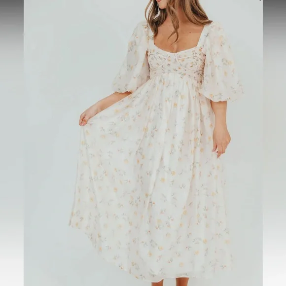 Worth Collective Harlow Maxi Dress in Tiny Yellow Floral - Picture 2 of 6